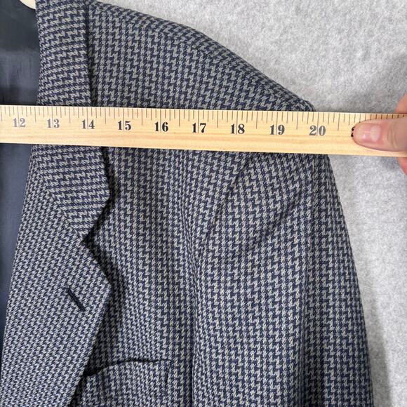Mani Sport Coat Blazer 42L Blue Wool Silk Tweed Houndstooth Made Italy Saks READ - Picture 8 of 16